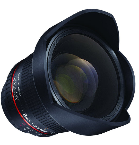 Rokinon De-clicked HD 8mm T3.8 Cine Fisheye Lens For Canon SLR Cameras - With Removable Hood & Case